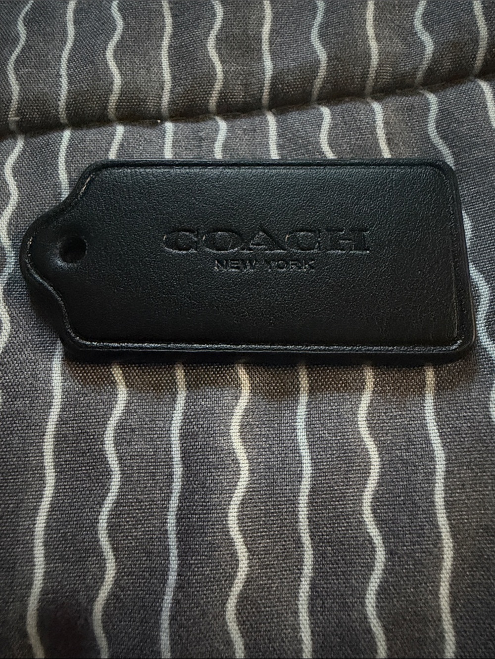 Coach Black Embossed Leather Luggage Tag